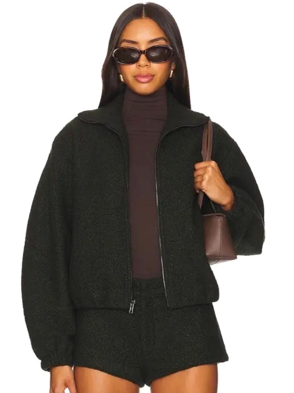 AMANDA UPRICHARD Cozy Oversized Gold Zip High Collar Jacket Sz S/M NWT $250!!